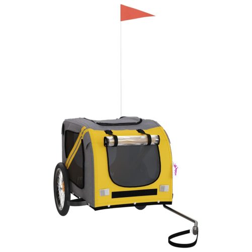  sárga-szürke oxford szövet és vas kisállatszállító utánfutó