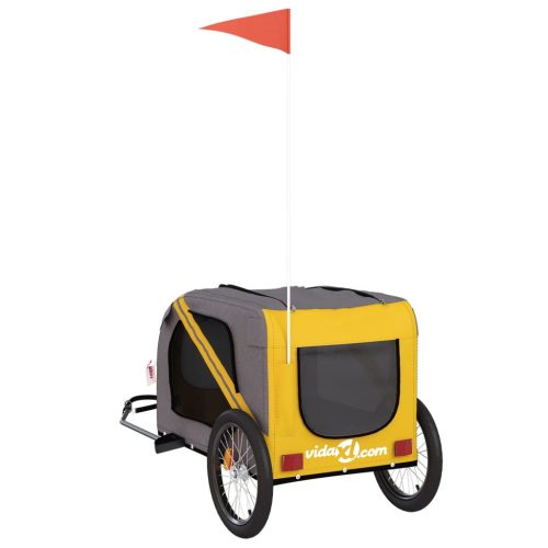  sárga-szürke oxford szövet és vas kisállatszállító utánfutó