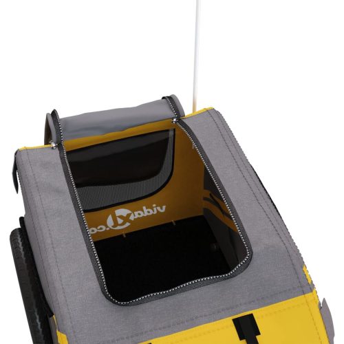  sárga-szürke oxford szövet és vas kisállatszállító utánfutó