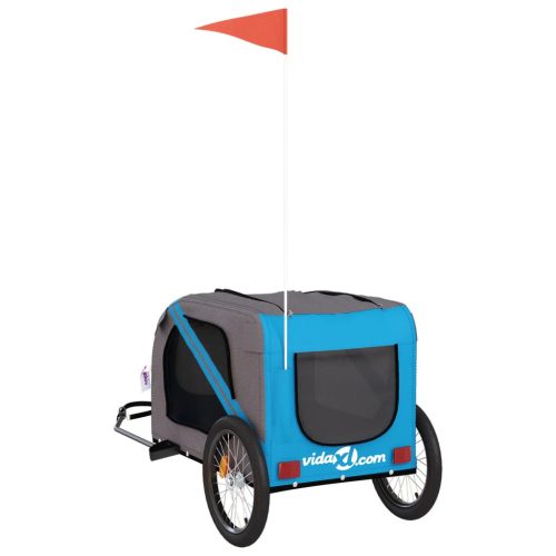  kék-szürke oxford szövet és vas kisállatszállító utánfutó