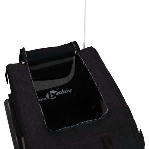  fekete oxford szövet és vas kisállatszállító kerékpár-utánfutó