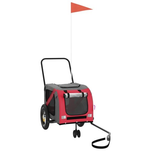  piros-fekete oxford szövet és vas kisállatszállító utánfutó