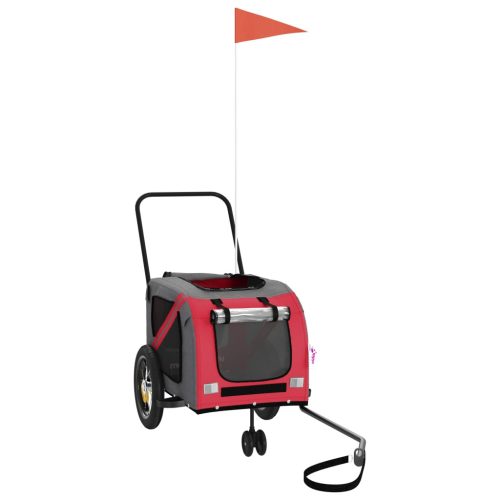  piros-fekete oxford szövet és vas kisállatszállító utánfutó