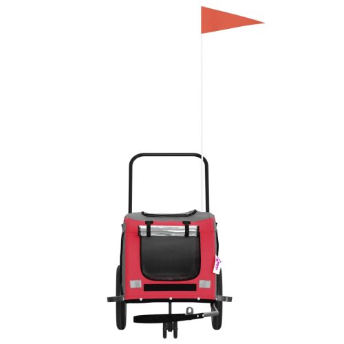  piros-fekete oxford szövet és vas kisállatszállító utánfutó