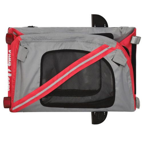  piros-fekete oxford szövet és vas kisállatszállító utánfutó