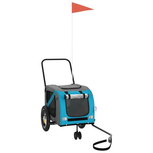  kék-fekete oxford szövet és vas kisállatszállító utánfutó