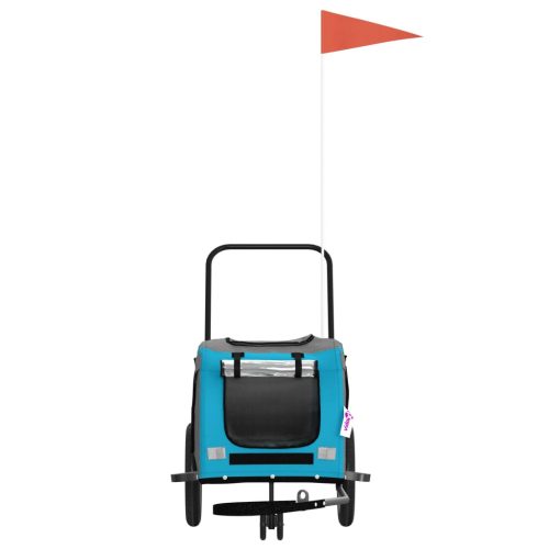  kék-fekete oxford szövet és vas kisállatszállító utánfutó