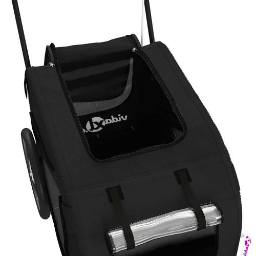  fekete oxford szövet és vas kisállatszállító kerékpár-utánfutó