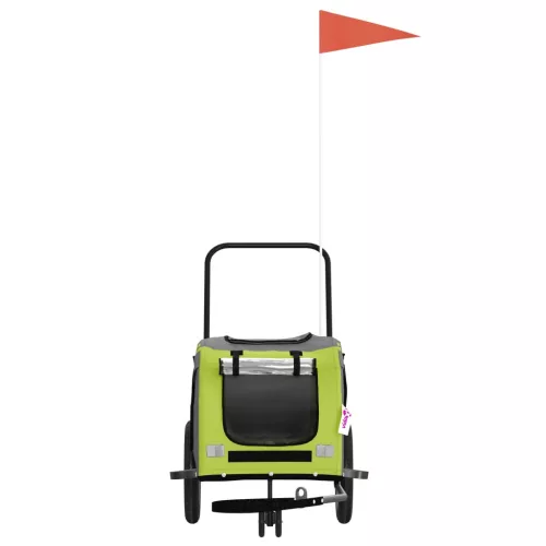  zöld-fekete oxford szövet és vas kisállatszállító utánfutó