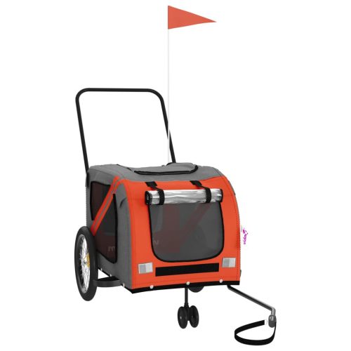  narancs-szürke oxford szövet és vas kisállatszállító utánfutó