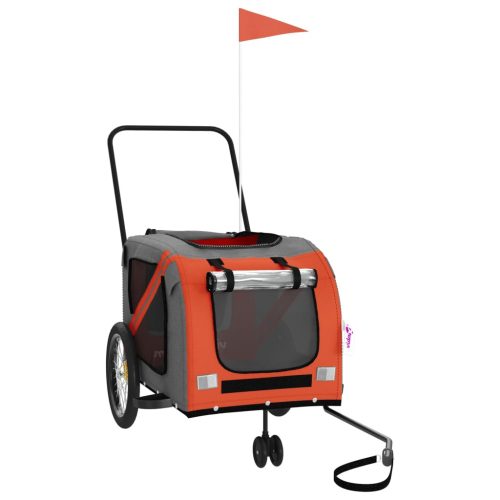  narancs-szürke oxford szövet és vas kisállatszállító utánfutó