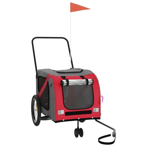  piros-szürke oxford szövet és vas kisállatszállító utánfutó