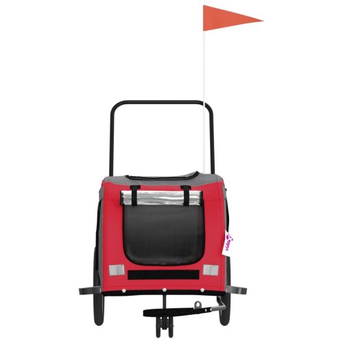  piros-szürke oxford szövet és vas kisállatszállító utánfutó