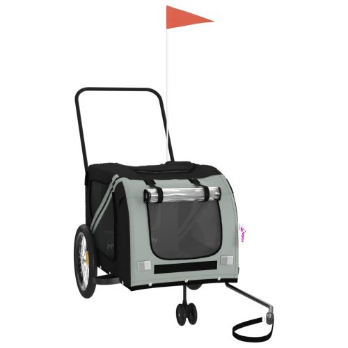  szürke-fekete oxford szövet és vas kisállatszállító utánfutó