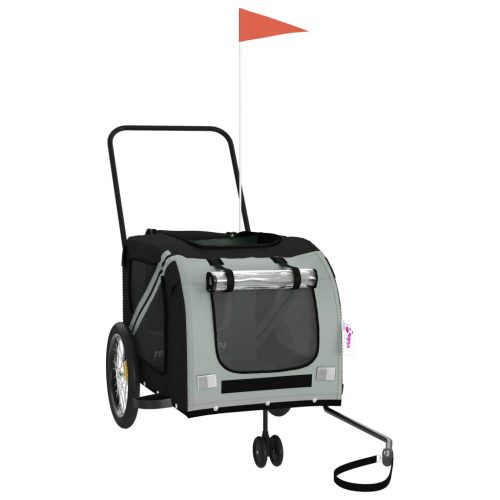  szürke-fekete oxford szövet és vas kisállatszállító utánfutó