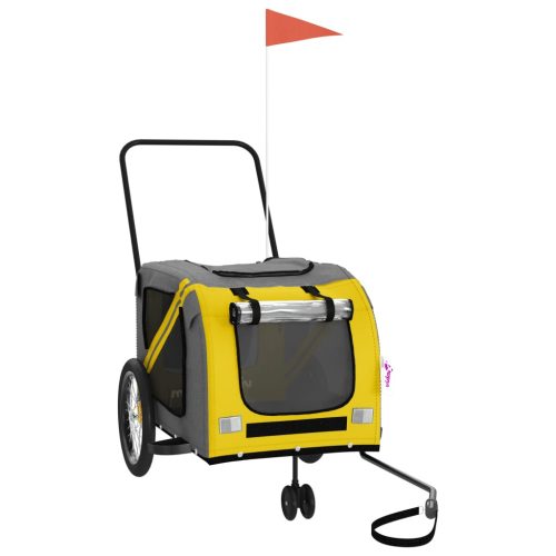  sárga-szürke oxford szövet és vas kisállatszállító utánfutó