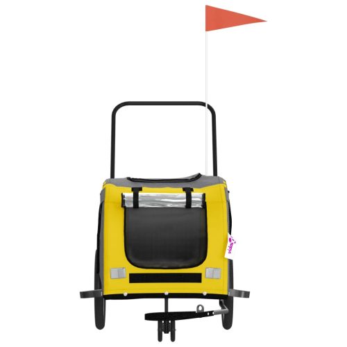  sárga-szürke oxford szövet és vas kisállatszállító utánfutó