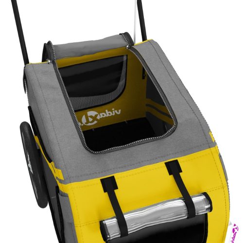  sárga-szürke oxford szövet és vas kisállatszállító utánfutó