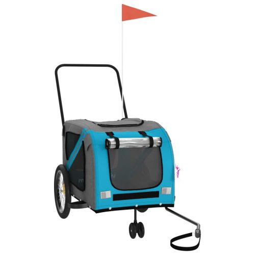  kék-szürke oxford szövet és vas kisállatszállító utánfutó