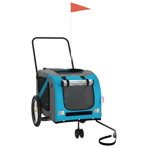  kék-szürke oxford szövet és vas kisállatszállító utánfutó