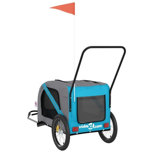  kék-szürke oxford szövet és vas kisállatszállító utánfutó