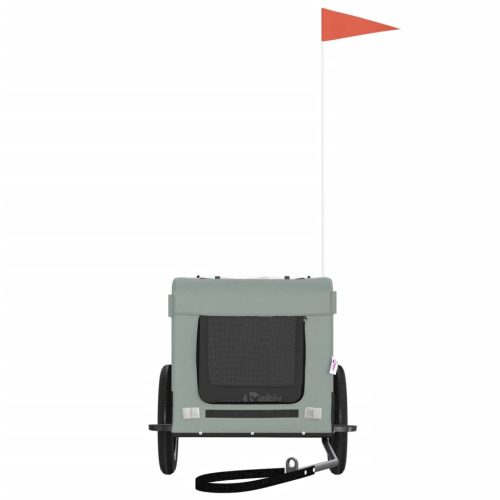  szürke-fekete oxford szövet és vas kisállatszállító utánfutó