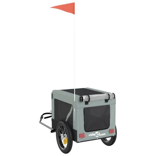  szürke-fekete oxford szövet és vas kisállatszállító utánfutó