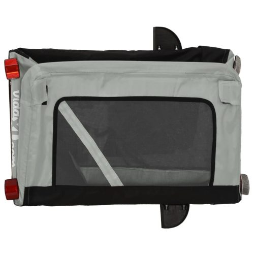  szürke-fekete oxford szövet és vas kisállatszállító utánfutó