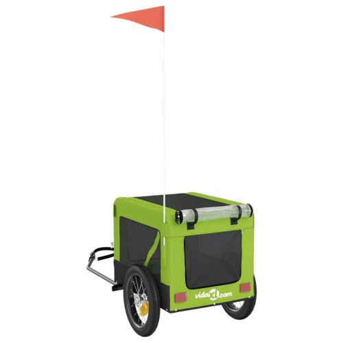  zöld-fekete oxford szövet és vas kisállatszállító utánfutó