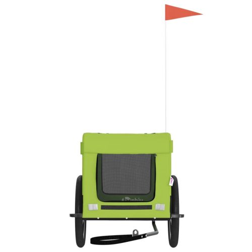  zöld-fekete oxford szövet és vas kisállatszállító utánfutó