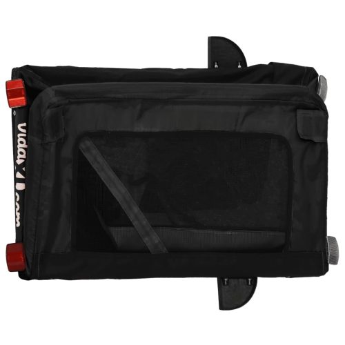  fekete oxford szövet és vas kisállatszállító kerékpár-utánfutó