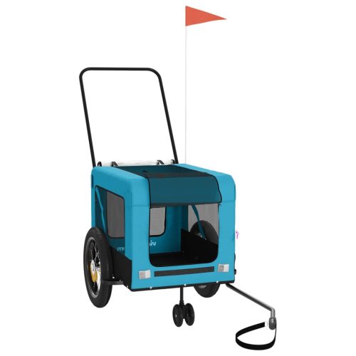  kék-fekete oxford szövet és vas kisállatszállító utánfutó