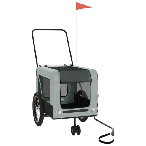  szürke-fekete oxford szövet és vas kisállatszállító utánfutó