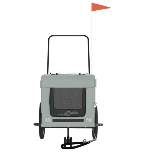  szürke-fekete oxford szövet és vas kisállatszállító utánfutó