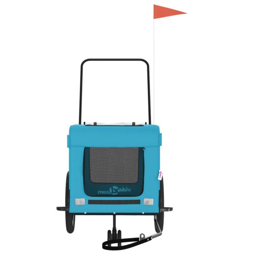  kék-fekete oxford szövet és vas kisállatszállító utánfutó