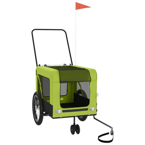  zöld-fekete oxford szövet és vas kisállatszállító utánfutó