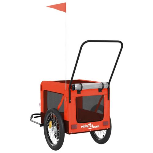  narancs-fekete oxford szövet és vas kisállatszállító utánfutó