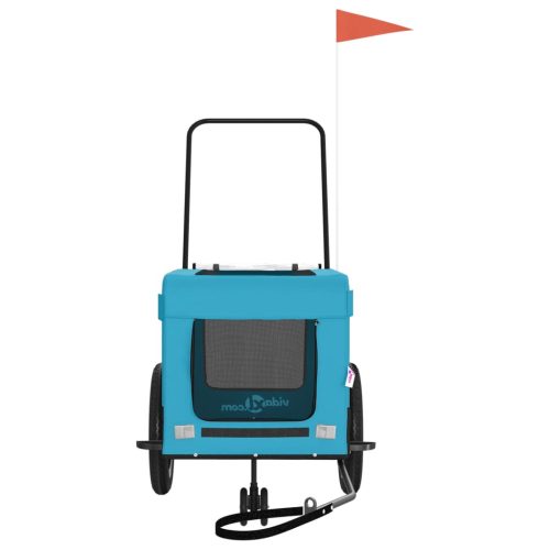  kék-fekete oxford szövet és vas kisállatszállító utánfutó