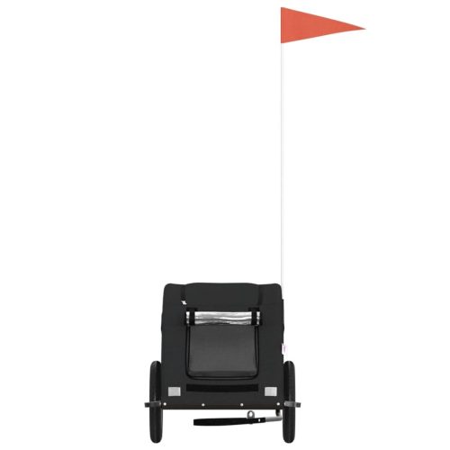  fekete oxford szövet és vas kisállatszállító kerékpár-utánfutó