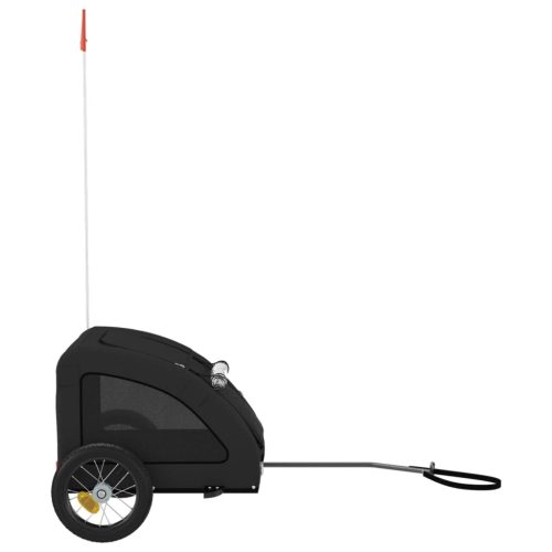  fekete oxford szövet és vas kisállatszállító kerékpár-utánfutó