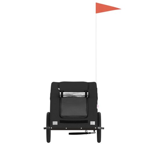  fekete oxford szövet és vas kisállatszállító kerékpár-utánfutó