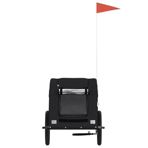  fekete oxford szövet és vas kisállatszállító kerékpár-utánfutó