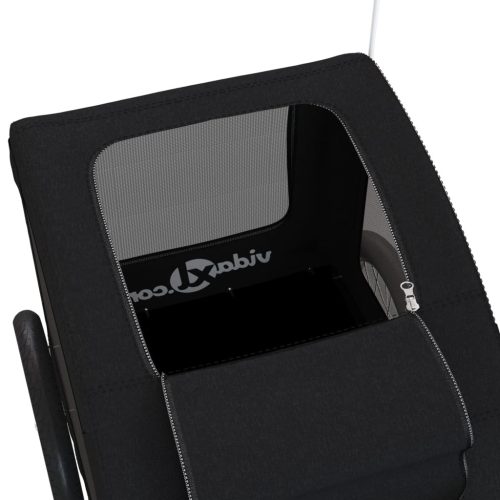  fekete oxford szövet és vas kisállatszállító kerékpár-utánfutó