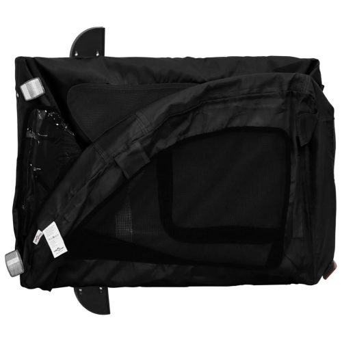  fekete oxford szövet és vas kisállatszállító kerékpár-utánfutó