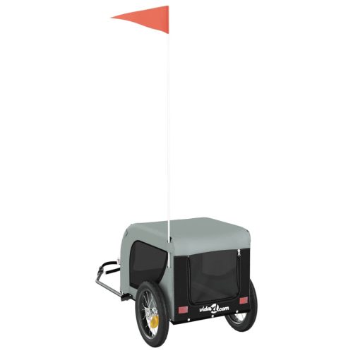  szürke-fekete oxford szövet és vas kisállatszállító utánfutó