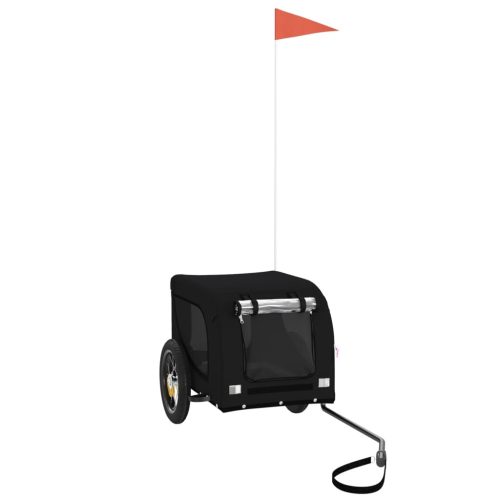  fekete oxford szövet és vas kisállatszállító kerékpár-utánfutó