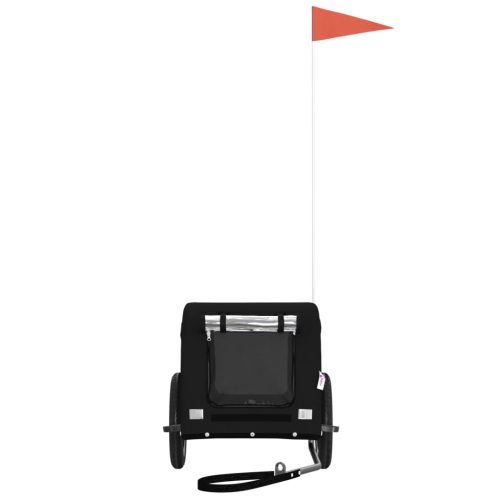  fekete oxford szövet és vas kisállatszállító kerékpár-utánfutó