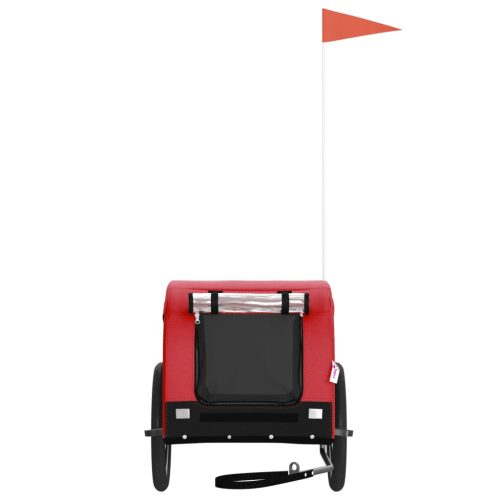  piros-fekete oxford szövet és vas kisállatszállító utánfutó