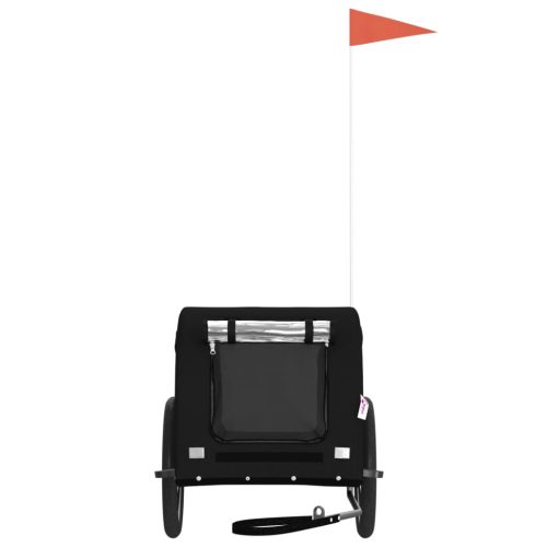  fekete oxford szövet és vas kisállatszállító kerékpár-utánfutó