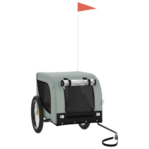  szürke-fekete oxford szövet és vas kisállatszállító utánfutó